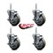 Service Caster 4 Inch Gray Polyurethane Wheel Swivel 34 Inch Threaded Stem Caster Set with Brake SCC SCC-TS20S414-PPUB-TLB-34212-4 - alternate 4